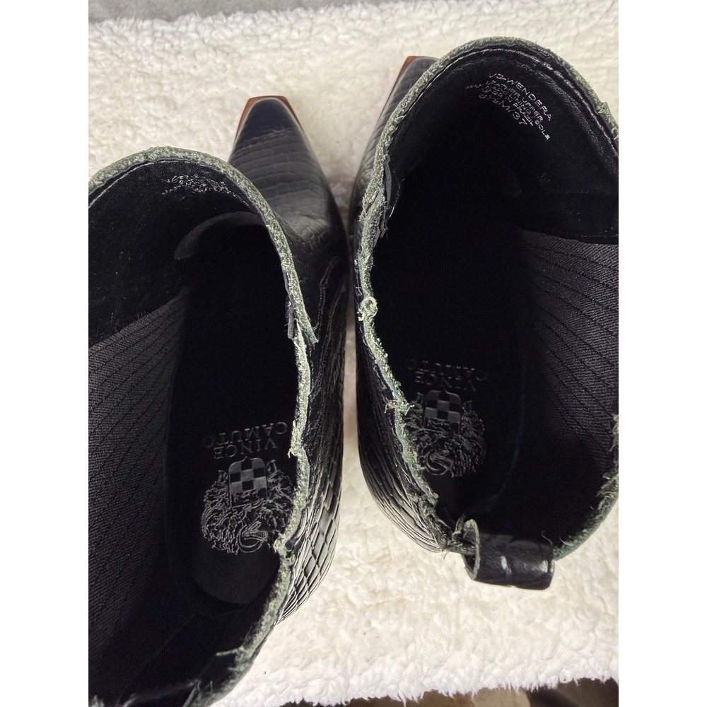 Vince Camuto Black Croc-Embossed Heeled Boots - Picture 6 of 8